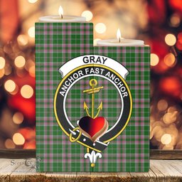 ScotsTee Shop Scottish Gray Hunting Clan Crest Tartan Wooden Candle Holder