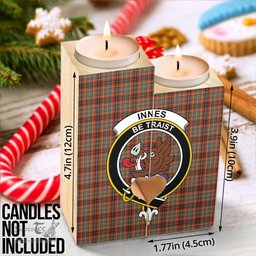 ScotsTee Shop Scottish Innes Ancient Clan Crest Tartan Wooden Candle Holder