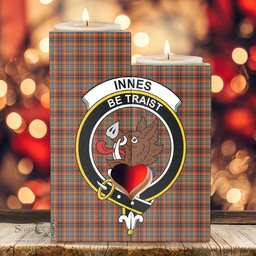 ScotsTee Shop Scottish Innes Ancient Clan Crest Tartan Wooden Candle Holder