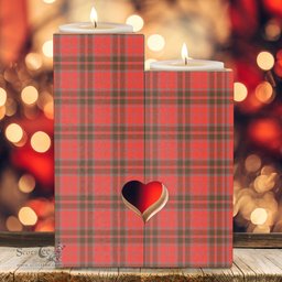 ScotsTee Shop Scottish Grant Weathered Clan Tartan Wooden Candle Holder