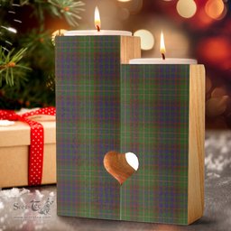 ScotsTee Shop Scottish Cunningham Hunting Modern Clan Tartan Wooden Candle Holder