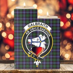 ScotsTee Shop Scottish Galbraith Modern Clan Crest Tartan Wooden Candle Holder
