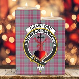 ScotsTee Shop Scottish Crawford Ancient Clan Crest Tartan Wooden Candle Holder