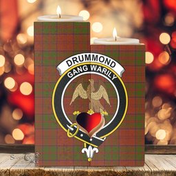 ScotsTee Shop Scottish Drummond Clan Clan Crest Tartan Wooden Candle Holder