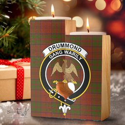 ScotsTee Shop Scottish Drummond Clan Clan Crest Tartan Wooden Candle Holder