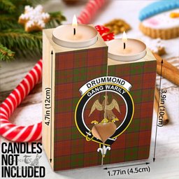 ScotsTee Shop Scottish Drummond Clan Clan Crest Tartan Wooden Candle Holder