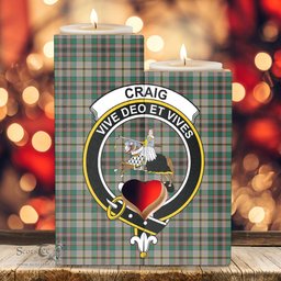 ScotsTee Shop Scottish Craig Ancient Clan Crest Tartan Wooden Candle Holder