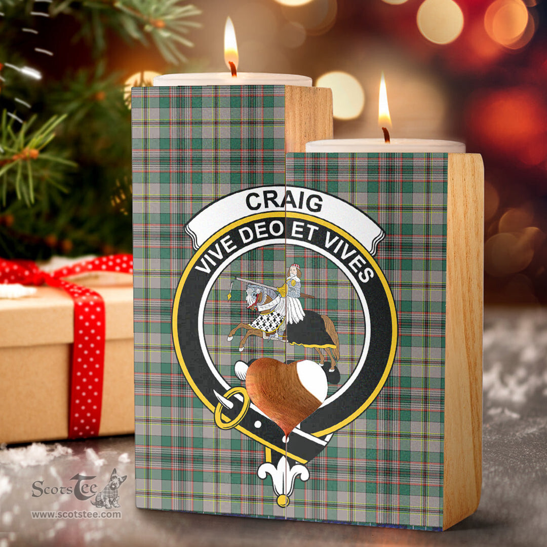 ScotsTee Shop Scottish Craig Ancient Clan Crest Tartan Wooden Candle Holder