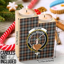 ScotsTee Shop Scottish Gunn Weathered Clan Crest Tartan Wooden Candle Holder