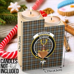 ScotsTee Shop Scottish Gordon Weathered Clan Crest Tartan Wooden Candle Holder