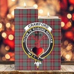 ScotsTee Shop Scottish Crawford Modern Clan Crest Tartan Wooden Candle Holder