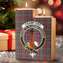 ScotsTee Shop Scottish Crawford Modern Clan Crest Tartan Wooden Candle Holder