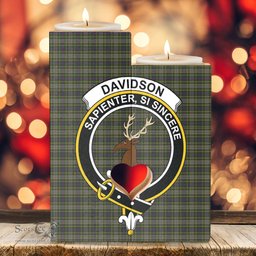 ScotsTee Shop Scottish Davidson Tulloch Dress Clan Crest Tartan Wooden Candle Holder