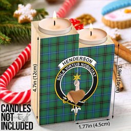 ScotsTee Shop Scottish Henderson Ancient Clan Crest Tartan Wooden Candle Holder