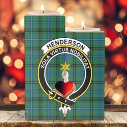 ScotsTee Shop Scottish Henderson Ancient Clan Crest Tartan Wooden Candle Holder