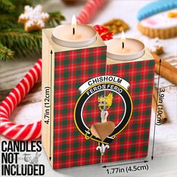 ScotsTee Shop Scottish Chisholm Modern Clan Crest Tartan Wooden Candle Holder