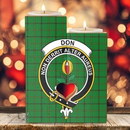 ScotsTee Shop Scottish Don _Tribe of Mar Clan Crest Tartan Wooden Candle Holder