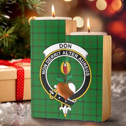 ScotsTee Shop Scottish Don _Tribe of Mar Clan Crest Tartan Wooden Candle Holder