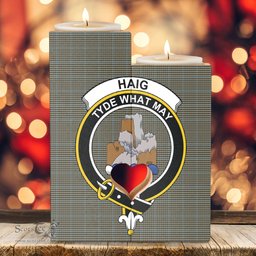 ScotsTee Shop Scottish Haig Check Clan Crest Tartan Wooden Candle Holder