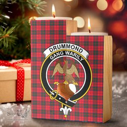 ScotsTee Shop Scottish Drummond Modern Clan Crest Tartan Wooden Candle Holder