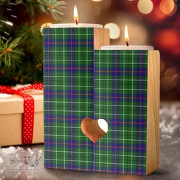 ScotsTee Shop Scottish Duncan Modern Clan Tartan Wooden Candle Holder