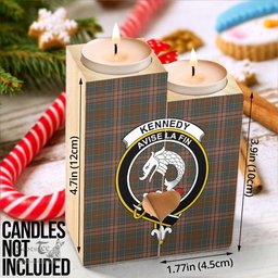 ScotsTee Shop Scottish Kennedy Weathered Clan Crest Tartan Wooden Candle Holder