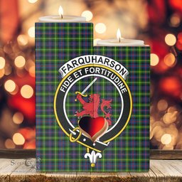 ScotsTee Shop Scottish Farquharson Modern Clan Crest Tartan Wooden Candle Holder