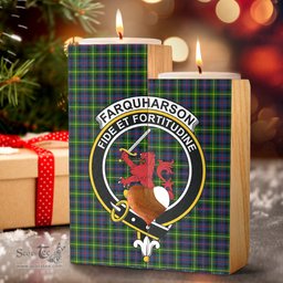 ScotsTee Shop Scottish Farquharson Modern Clan Crest Tartan Wooden Candle Holder