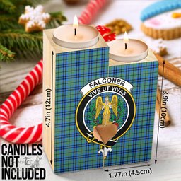 ScotsTee Shop Scottish Falconer Clan Crest Tartan Wooden Candle Holder