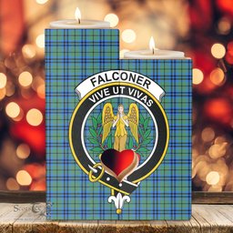 ScotsTee Shop Scottish Falconer Clan Crest Tartan Wooden Candle Holder