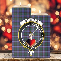 ScotsTee Shop Scottish Guthrie Modern Clan Crest Tartan Wooden Candle Holder