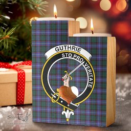 ScotsTee Shop Scottish Guthrie Modern Clan Crest Tartan Wooden Candle Holder