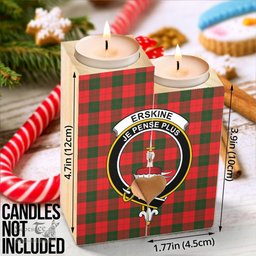 ScotsTee Shop Scottish Erskine Modern Clan Crest Tartan Wooden Candle Holder