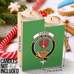 ScotsTee Shop Scottish Currie Clan Crest Tartan Wooden Candle Holder