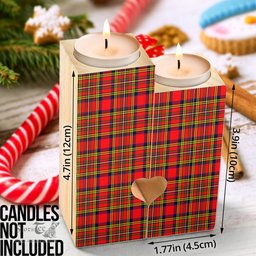 ScotsTee Shop Scottish Hepburn Clan Tartan Wooden Candle Holder