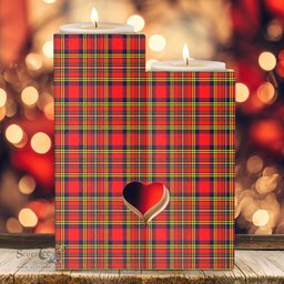 ScotsTee Shop Scottish Hepburn Clan Tartan Wooden Candle Holder