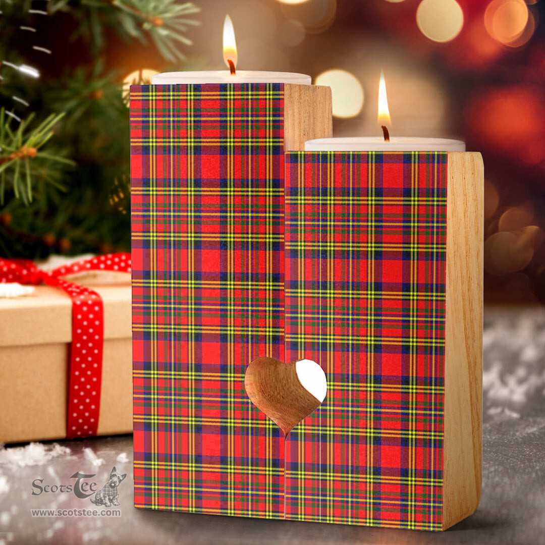 ScotsTee Shop Scottish Hepburn Clan Tartan Wooden Candle Holder