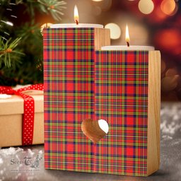 ScotsTee Shop Scottish Hepburn Clan Tartan Wooden Candle Holder