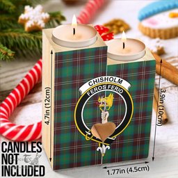 ScotsTee Shop Scottish Chisholm Hunting Ancient Clan Crest Tartan Wooden Candle Holder