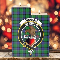 ScotsTee Shop Scottish Graham of Menteith Modern Clan Crest Tartan Wooden Candle Holder