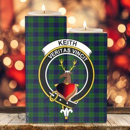 ScotsTee Shop Scottish Keith Modern Clan Crest Tartan Wooden Candle Holder