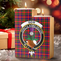 ScotsTee Shop Scottish Gow Modern Clan Crest Tartan Wooden Candle Holder