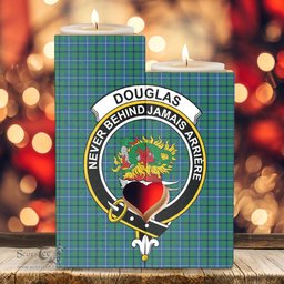 ScotsTee Shop Scottish Douglas Ancient Clan Crest Tartan Wooden Candle Holder