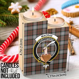 ScotsTee Shop Scottish MacRae Hunting Weathered Clan Crest Tartan Wooden Candle Holder