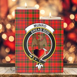 ScotsTee Shop Scottish Munro Modern Clan Crest Tartan Wooden Candle Holder