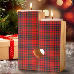 ScotsTee Shop Scottish Matheson Modern Clan Tartan Wooden Candle Holder