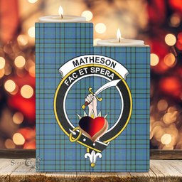 ScotsTee Shop Scottish Matheson Hunting Ancient Clan Crest Tartan Wooden Candle Holder