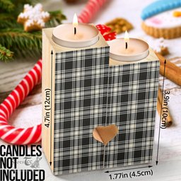 ScotsTee Shop Scottish Menzies Black White Ancient Clan Tartan Wooden Candle Holder