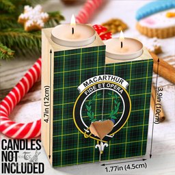 ScotsTee Shop Scottish MacArthur Modern Clan Crest Tartan Wooden Candle Holder