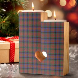 ScotsTee Shop Scottish MacDuff Hunting Modern Clan Tartan Wooden Candle Holder